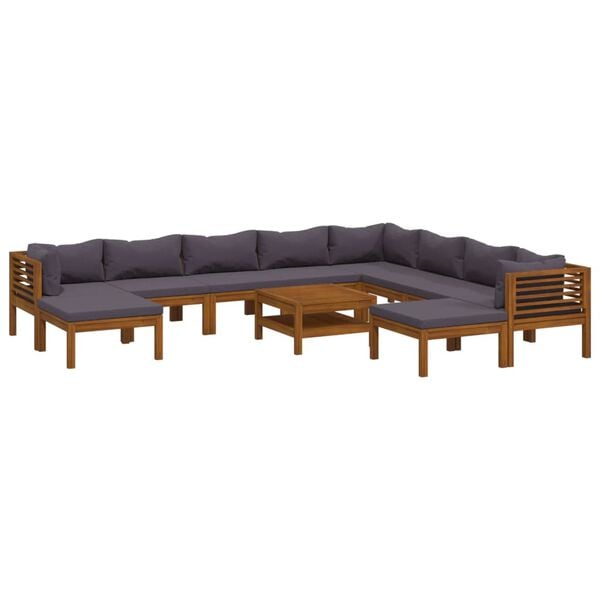 vidaXL 11 Piece Garden Lounge Set with Cushion Solid Acacia Wood