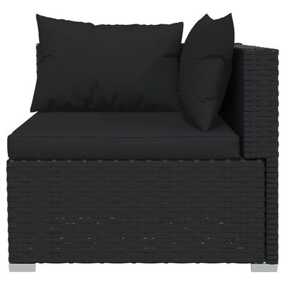 vidaXL 11 Piece Garden Lounge Set with Cushions Poly Rattan Black