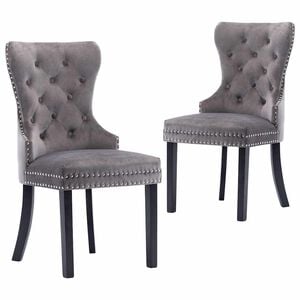 vidaXL Dining Chairs 2 pcs Grey Velvet