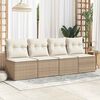 vidaXL 2 Piece Garden Sofa Set with Cushions Beige Poly Rattan Acacia