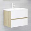 vidaXL 2 Piece Bathroom Furniture Set White and Sonoma Oak Engineered Wood