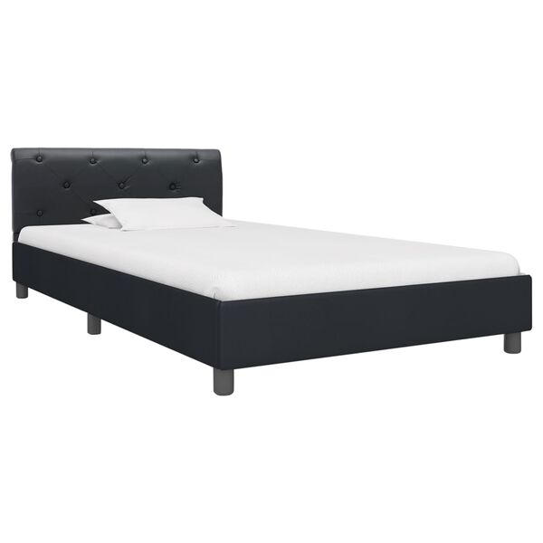vidaXL Bed Frame without Mattress Black Faux Leather 90x200 cm