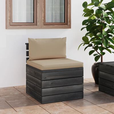 vidaXL Garden Pallet Middle Sofa with Cushions Pinewood