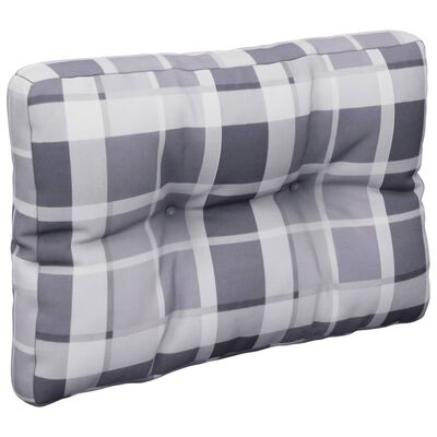 vidaXL Pallet Cushion Grey Check Pattern 50x40x12 cm Fabric