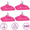 vidaXL Hanger | Set of 100 | Pink | Plastic, Metal, Velvet | Standard | Non-slip