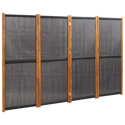 vidaXL 4-Panel Room Divider Black 280x180 cm