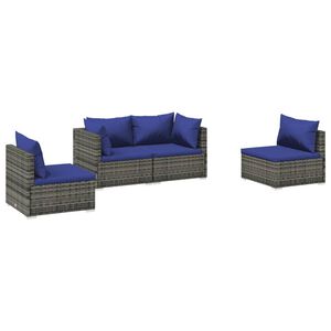 vidaXL Garden Lounge Set | Grey | PE rattan, coated steel, plastic | Modular