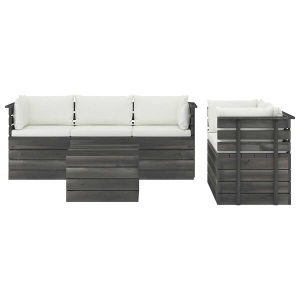 vidaXL 6 Piece Garden Pallet Lounge Set with Cushions Solid Pinewood