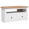 vidaXL Corner Tv Cabinet | White and natural wood | Solid pinewood | Medium