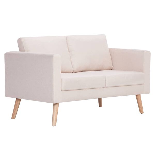 vidaXL 2-Seater Sofa Fabric Cream
