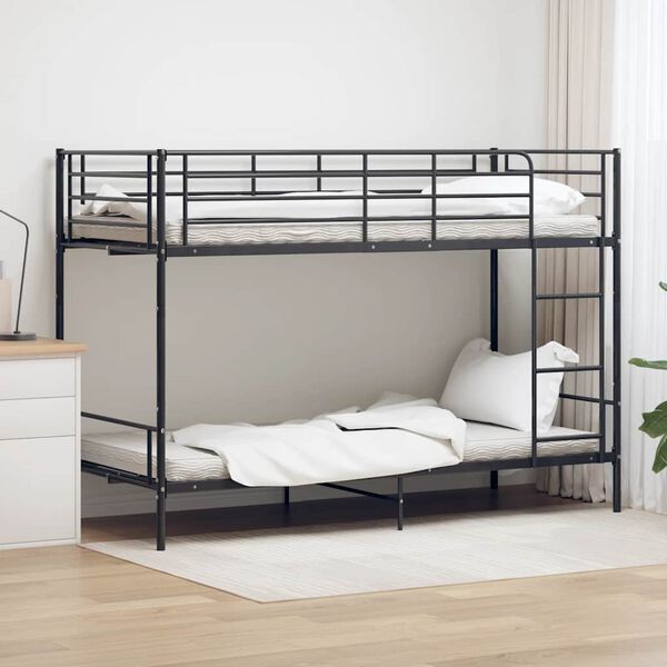 vidaXL Bunk Bed without Mattress Black Metal 90x200cm