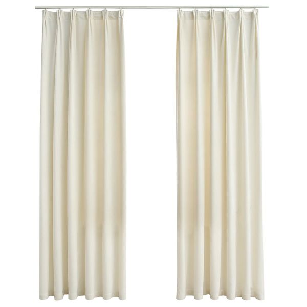 vidaXL Blackout Curtains 2 pcs with Hooks Velvet Cream 140x225 cm