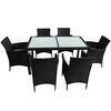 vidaXL 7 Piece Outdoor Dining Set with Cushions Poly Rattan Black