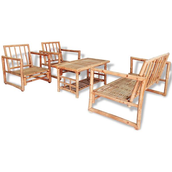 vidaXL 4 Piece Garden Lounge Set with Cushions Bamboo