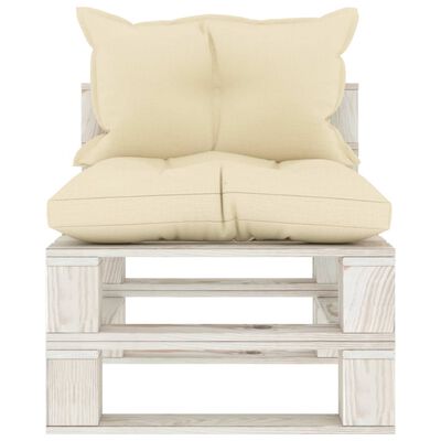 vidaXL Garden Pallet Middle Sofa with Cream Cushions Wood