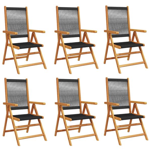 vidaXL Reclining Garden Chairs 6 pcs Black Solid Wood Acacia