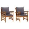 vidaXL Garden Chairs with Cushions 2 pcs Solid Acacia Wood