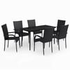 vidaXL 7 Piece Garden Dining Set Black