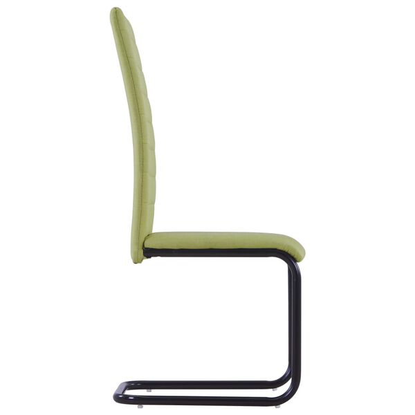vidaXL Cantilever Dining Chairs 2 pcs Green Fabric