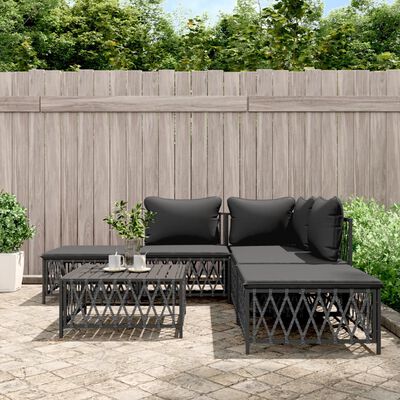 vidaXL 6 Piece Garden Lounge Set with Cushions Anthracite Steel