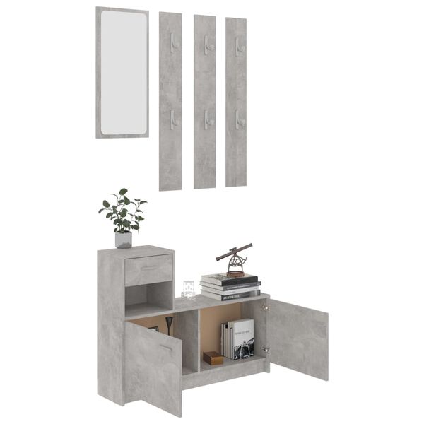vidaXL Hallway Unit Concrete Grey 100x25x76.5 cm Engineered Wood
