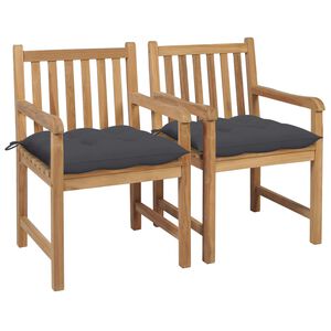 vidaXL Garden Chairs 2 pcs with Anthracite Cushions Solid Teak Wood