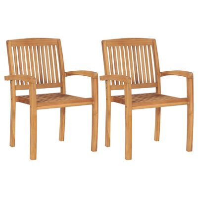 vidaXL Garden Chairs 2 pcs with Black Cushions Solid Teak Wood