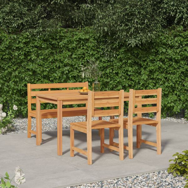 vidaXL 4 Piece Garden Dining Set Solid Wood Teak