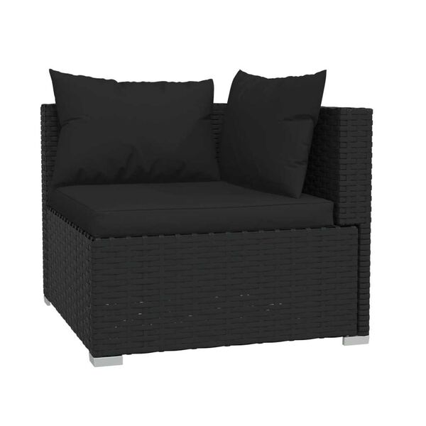 vidaXL 5 Piece Garden Lounge Set with Cushions Poly Rattan Black