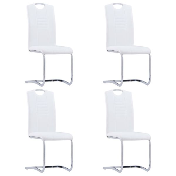 vidaXL Cantilever Dining Chairs 4 pcs White Faux Leather