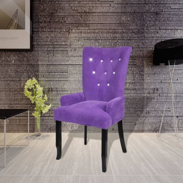 vidaXL Dining Chair with Armrests Purple Velvet