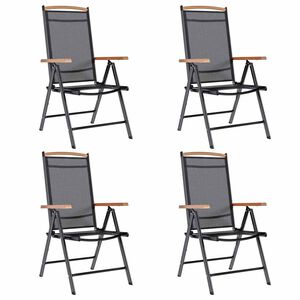vidaXL Folding Garden Chairs 4 pcs Aluminium and Textilene Black