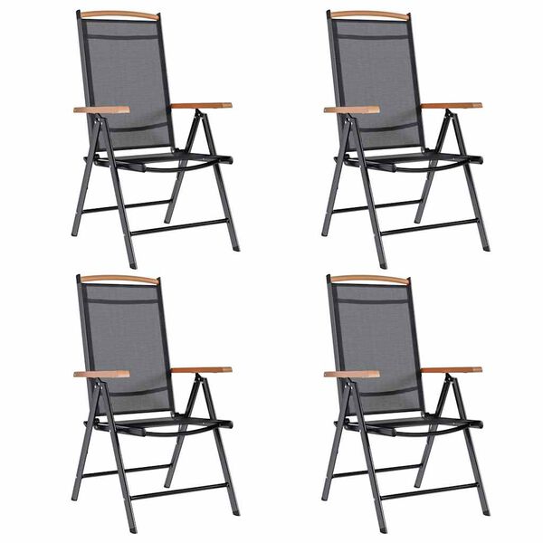 vidaXL Folding Garden Chairs 4 pcs Aluminium and Textilene Black