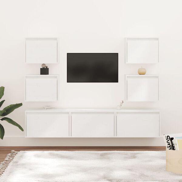 vidaXL TV Cabinets 7 pcs White Solid Wood Pine