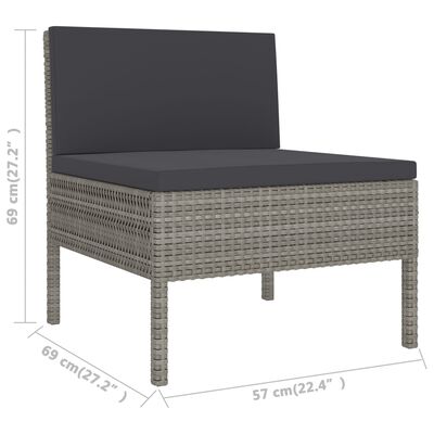 vidaXL Garden Chairs 3 pcs with Cushions Poly Rattan Grey