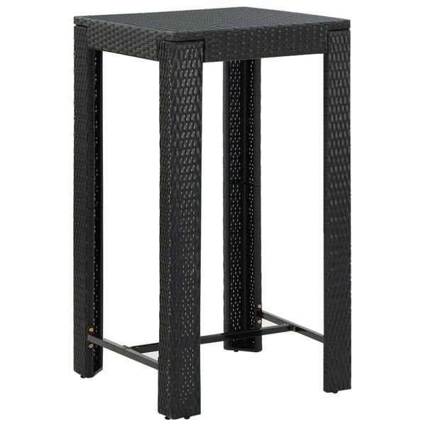 vidaXL Garden Bar Table Black 60.5x60.5x110.5 cm Poly Rattan