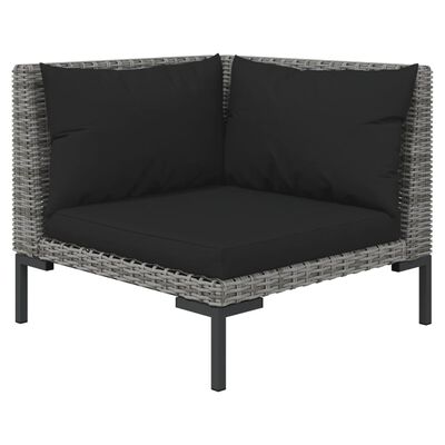 vidaXL 9 Piece Garden Lounge Set with Cushions Poly Rattan Dark Grey