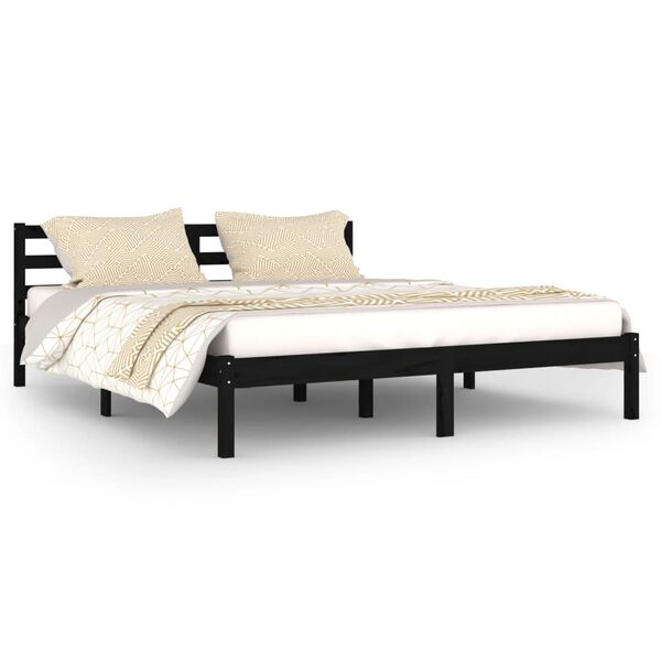 vidaXL Bed Frame without Mattress Solid Wood Pine 160x200cm Black
