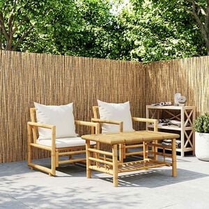 vidaXL Garden Chairs 2 pcs with Cushions and Pillows Bamboo