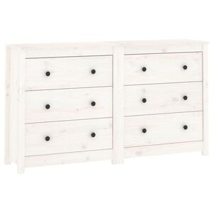 vidaXL Sideboard White 140x35x80 cm Solid Wood Pine