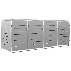 vidaXL Quadruple Wheelie Bin Shed 276.5x77.5x115 cm Stainless Steel