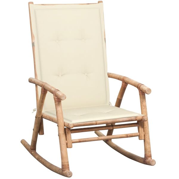 vidaXL Rocking Chair with cushion Bamboo