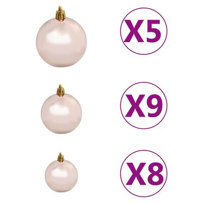 vidaXL Artificial Half Pre-lit Christmas Tree with Ball Set Green 210 cm