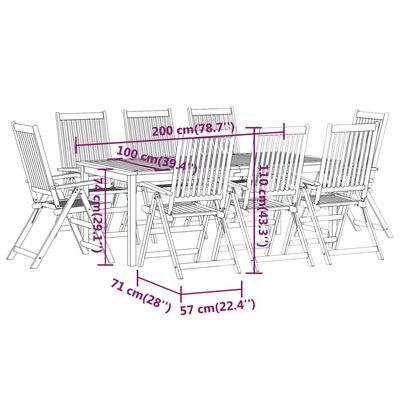 vidaXL 9 Piece Garden Dining Set Solid Wood Acacia