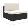 vidaXL Sectional Middle Seat 1 pc with Cushions Poly Rattan Black