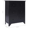 vidaXL Side Cabinet with 6 Drawers Black 60x30x75 cm Paulownia Wood