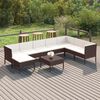 vidaXL 9 Piece Garden Lounge Set with Cushions Poly Rattan Brown