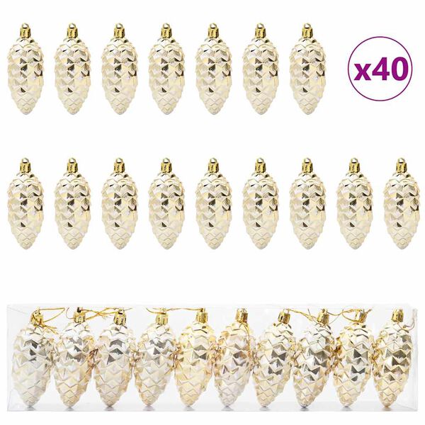 vidaXL Christmas Pine Cone Ball 40 pcs Gold Plastic