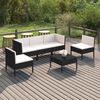 vidaXL 6 Piece Garden Lounge Set with Cushions Poly Rattan Black 