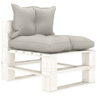 vidaXL Garden Pallet Middle Sofa with Taupe Cushions Wood